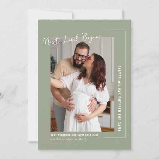 Speler drie | Videogame thema Foto zwangerschap Aankondiging (Voorkant)