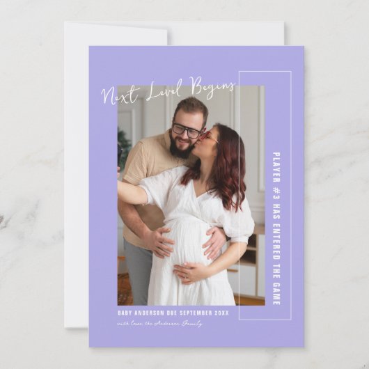 Speler drie | Videogame thema Foto zwangerschap Aankondiging (Voorkant)