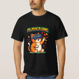 Speler Eén 8-Bit VR Gamer Kat T-shirt