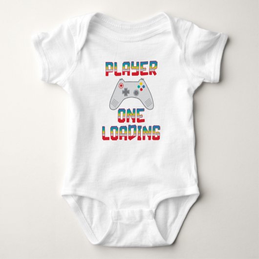 Speler één laadt witte Father's Day met gamer-them Romper (Voorkant)