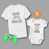 Speler één laadt witte Father's Day met gamer-them Romper