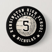 Speler Foto Naam Middelbare School Volleybalteam Ronde Button 7,6 Cm (Voorkant)