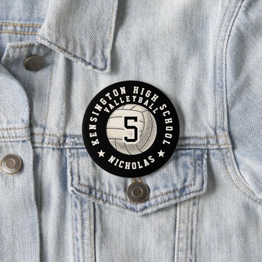 Speler Foto Naam Middelbare School Volleybalteam Ronde Button 7,6 Cm (In situ)