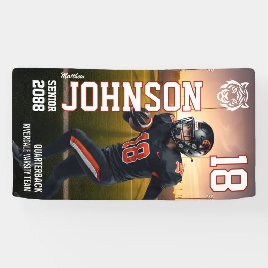 Speler Foto Senior Voetbalspeler Homecoming Spandoek (Horizontaal)