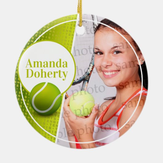 Speler Foto | Tennis Sport Keramisch Ornament (Achterkant)
