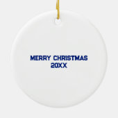 Speler Jersey Nummer Naam Blauw & Wit Kerstmis Keramisch Ornament (Achterkant)