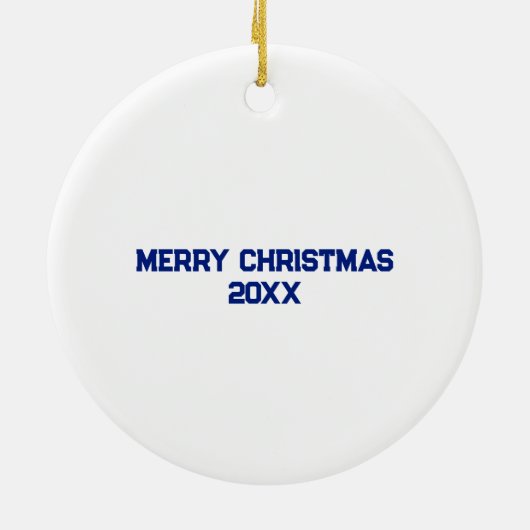 Speler Jersey Nummer Naam Blauw & Wit Kerstmis Keramisch Ornament (Achterkant)