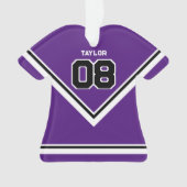 Speler Jersey Nummer Naam Paarse & Witte Kerstmis Ornament (voorkant)