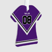 Speler Jersey Nummer Naam Paarse & Witte Kerstmis Ornament (voorkant)