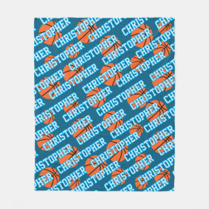Speler naam basketbal bal patroon fleece deken