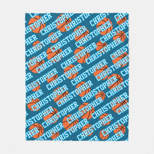 Speler naam basketbal bal patroon fleece deken (Voorkant)