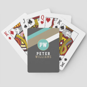 Speler naam + diagonale strepen donkergrijs pokerkaarten
