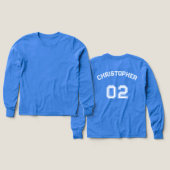 Speler Naam Jersey Nummer Jongens Blauw Lange Mouw (Voorkant /achterkant)