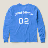 Speler Naam Jersey Nummer Jongens Blauw Lange Mouw (Achterkant)