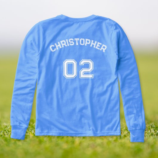 Speler Naam Jersey Nummer Jongens Blauw Lange Mouw