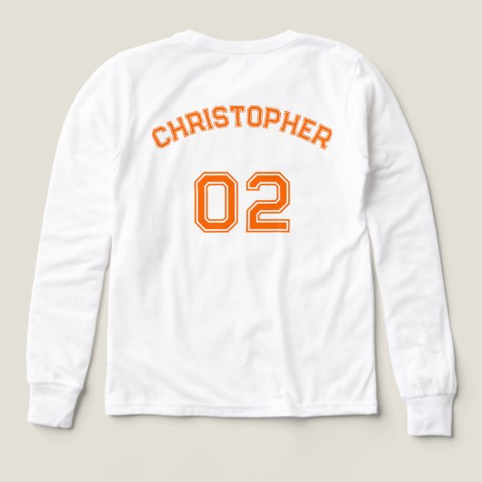 Speler Naam Jersey Nummer Jongens Wit Lange Mouw (Achterkant)