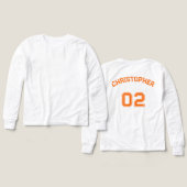 Speler Naam Jersey Nummer Jongens Wit Lange Mouw (Voorkant /achterkant)