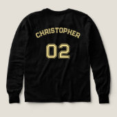 Speler Naam Jersey Nummer Jongens Zwart Lange Mouw (Achterkant)