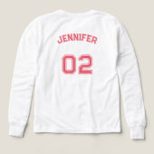 Speler Naam Jersey Nummer Meisjes Wit Lange Mouw (Achterkant)