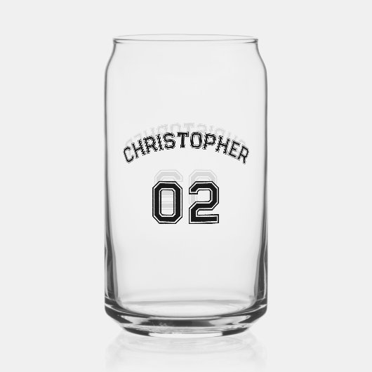 Speler Naam Jersey Nummer Spel Dag Feest Sport Blikvorm Glas (Voorkant)