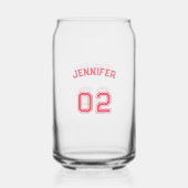 Speler Naam Jersey Nummer Sportspel Dag Party Blikvorm Glas (Achterkant)