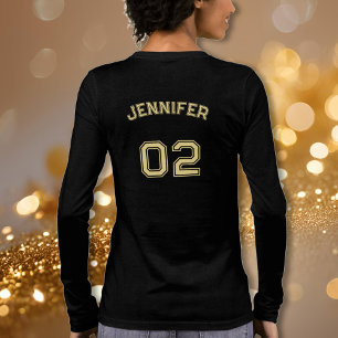 Speler Naam Jersey Nummer Vrouwen Zwart Lange Mouw Tri-Blend Shirt