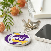 Speler naam paarse gouden team kleuren volleybal sleutelhanger (Zijkant)
