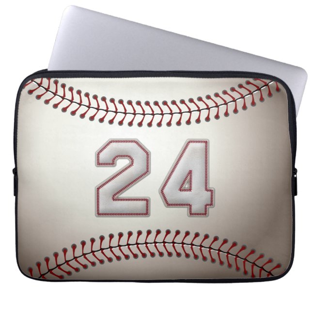 Speler nr. 24 - Koel Baseball Stitches Laptop Sleeve (Voorkant)