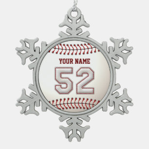 Speler nr. 52 - Koel Baseball Stitches Tin Sneeuwvlok Ornament