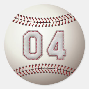Speler Nummer 04 - Cool Baseball Stitches Ronde Sticker