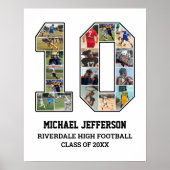 Speler nummer 10 Senior Sport Team Fotocollage Poster (Voorkant)