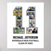 Speler nummer 11 Senior Sports Team Fotocollage Poster (Voorkant)