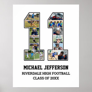 Speler nummer 11 Senior Sports Team Fotocollage Poster