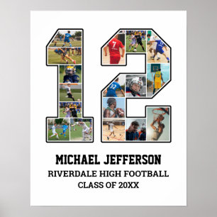 Speler nummer 12 Senior Sports Team Fotocollage Poster