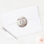 Speler nummer 13 - Cool Baseball Stitches Ronde Sticker (Envelop)