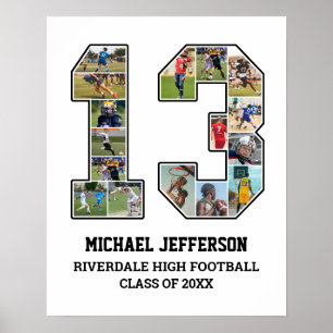 Speler nummer 13 Senior Sports Team Fotocollage Poster