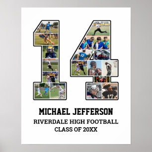 Speler nummer 14 Senior Sports Team Fotocollage Poster