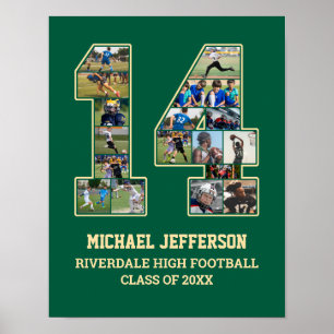 Speler nummer 14 Senior Sports Team Fotocollage Poster
