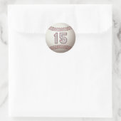 Speler nummer 15 - Cool Baseball Stitches Ronde Sticker (Tas)