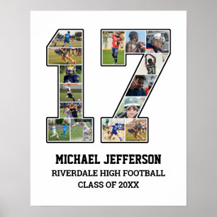 Speler nummer 17 Senior Sports Team Fotocollage Poster