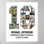 Speler nummer 18 Senior Sports Team Fotocollage Poster (Voorkant)