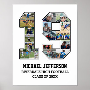 Speler nummer 19 Senior Sports Team Fotocollage Poster