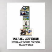 Speler nummer 1 Senior Sport Team Fotocollage Poster (Voorkant)