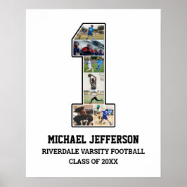 Speler nummer 1 Senior Sport Team Fotocollage Poster