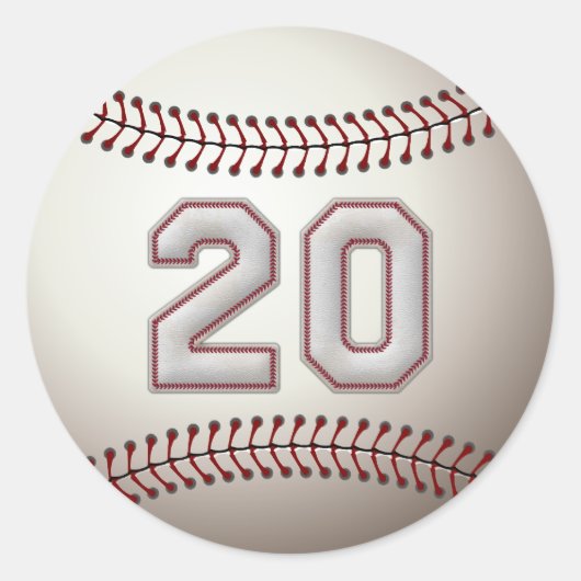 Speler nummer 20 - Cool Baseball Stitches Ronde Sticker (Voorkant)