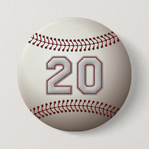 Speler nummer 20 - Koel de Pins van Baseball Stitc Ronde Button 7,6 Cm