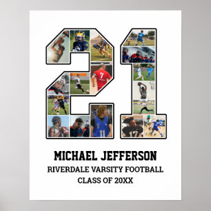 Speler nummer 21 Senior Sports Team Fotocollage Poster