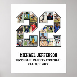 Speler nummer 22 Senior Sports Team Fotocollage Poster