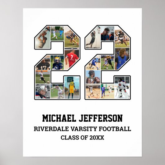 Speler nummer 22 Senior Sports Team Fotocollage Poster (Voorkant)