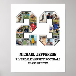 Speler nummer 23 Senior Sports Team Fotocollage Poster